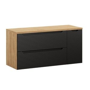 Závesná skrinka pod umývadlo Luxor Black s doskou 120 cm I čierna/dub olejovaný vyobraziť
