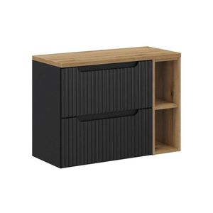 Závesná skrinka pod umývadlo Nova Black s doskou 80 cm čierna/dub evoke vyobraziť