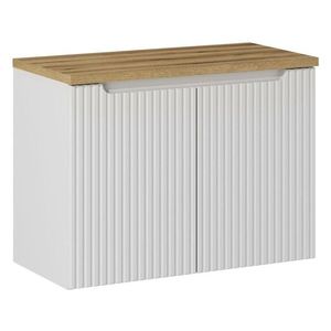 Závesná skrinka pod umývadlo Nova White II s doskou 80 cm biela/dub coast evoke vyobraziť