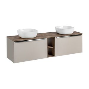 Závesná skrinka SantaFe Smile s doskou a umývadlom 180 cm taupe/dub santa fe vintage vyobraziť