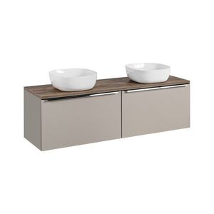 Závesná skrinka SantaFe Smile s doskou a umývadlami 160 cm taupe/dub santa fe vintage vyobraziť