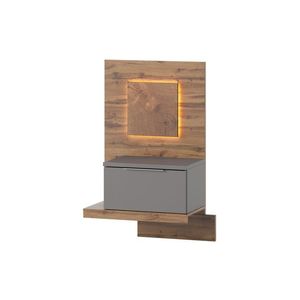 Závesný nočný stolík Livorno 68 s LED osvetlením ľavý dub Wotan/šedý vyobraziť
