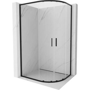 MEXEN/S - Exo štvrťkruhový asymetrický posuvný sprchovací kút 90 x 80, transparent, čierna 8132-090-080-70-00 vyobraziť