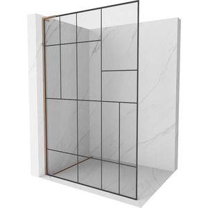 MEXEN/S - Kioto L Sprchová zástena WALK-IN 90 x 200, čierny vzor, ružové zlato 800-090-103-60-78 vyobraziť
