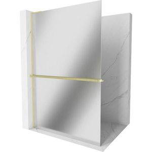 MEXEN/S - Kioto+ L Sprchová zástena WALK-IN s poličkou a držiakom uterákov 80 x 200, zrkadlové, zlatá kartáčovaná 800-080-123-55-50 vyobraziť