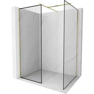 MEXEN/S - Kioto Sprchová zástena Walk-in 90 x 90, čierny vzor, zlatá kartáčovaná 800-090-202-55-70-090 vyobraziť