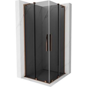 MEXEN/S - Velar L Duo sprchovací kút, posuvné dvere 90 x 90, grafit, ružové zlato 871-090-090-02-43-60 vyobraziť