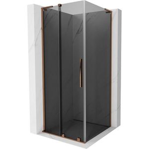 MEXEN/S - Velar L sprchovací kút, posuvné dvere 90 x 90, grafit, ružové zlato 871-090-090-43-60 vyobraziť