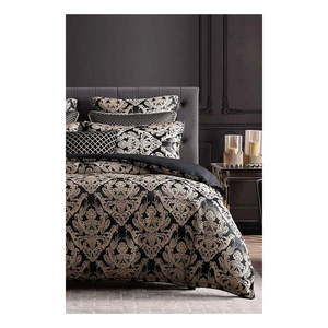 Čierne obliečky na dvojlôžko/predĺžené z bavlny renforcé s plachtou/4-dielne 200x220 cm Damask – Mila Home vyobraziť