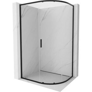 MEXEN/S - Exo štvrťkruhový asymetrický posuvný sprchovací kút 100 x 90, transparent, čierna 8131-100-090-70-00 vyobraziť
