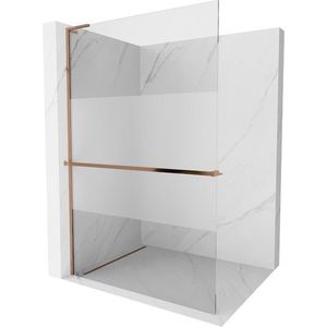 MEXEN/S - Kioto+ L Sprchová zástena WALK-IN s poličkou a držiakom uterákov 90 x 200, transparent/dekor, ružové zlato 800-090-123-60-35 vyobraziť