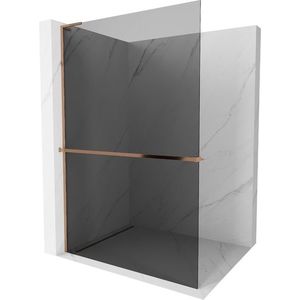 MEXEN/S - Kioto+ L Sprchová zástena WALK-IN s poličkou a držiakom uterákov 100 x 200, grafit, ružové zlato 800-100-123-60-40 vyobraziť