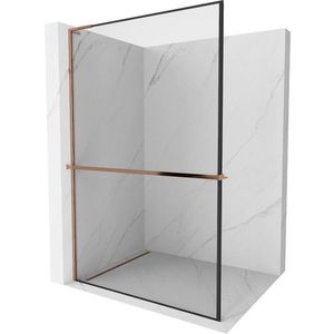 MEXEN/S - Kioto+ L Sprchová zástena WALK-IN s poličkou a držiakom uterákov 70 x 200, čierny vzor, ružové zlato 800-070-123-60-70 vyobraziť