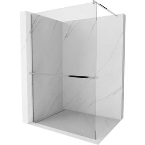 MEXEN/S - Kioto+ Sprchová zástena WALK-IN s poličkou a držiakom uterákov 140 x 200 cm, transparent, chróm 800-140-121-01-00 vyobraziť