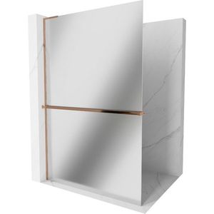 MEXEN/S - Kioto+ L Sprchová zástena WALK-IN s poličkou a držiakom uterákov 80 x 200, zrkadlová, ružové zlato 800-080-123-60-50 vyobraziť
