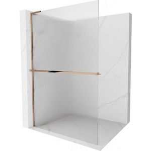 MEXEN/S - Kioto+ L Sprchová zástena WALK-IN s poličkou a držiakom uterákov 70 x 200, prúžky, ružové zlato 800-070-123-60-09 vyobraziť