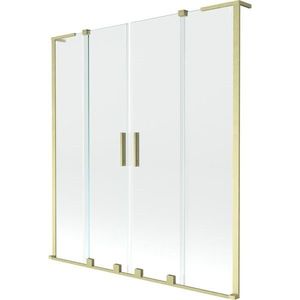 MEXEN/S - Velar L Duo dvojkrídlová posuvná vaňová zástena 150 x 150, transparent, zlatá kartáčovaná 896-150-003-02-55 vyobraziť