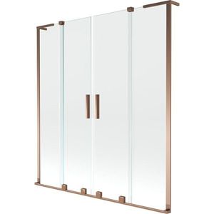 MEXEN/S - Velar L Duo dvojkrídlová posuvná vaňová zástena 150 x 150, transparent, ružové zlato 896-150-003-02-60 vyobraziť
