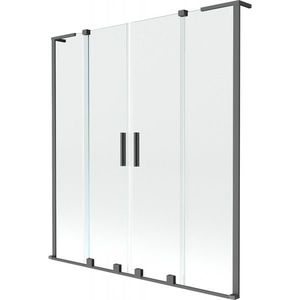 MEXEN/S - Velar L Duo dvojkrídlová posuvná vaňová zástena 150 x 150, transparent, grafit metal 896-150-003-02-95 vyobraziť
