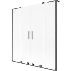 MEXEN/S - Velar L Duo dvojkrídlová posuvná vaňová zástena 150 x 150, dekor, grafit metal 896-150-003-32-95 vyobraziť