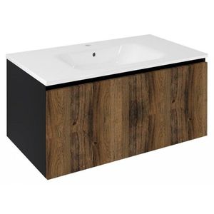 SAPHO - LOREA umývadlová skrinka 90x44x51, 2cm, 1x zásuvka, dub collingwood/čierna mat LE090-1935 vyobraziť
