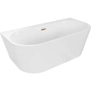 MEXEN/S - Oval+ voľne stojaca vaňa przyścienna 170 x 80, biela, sifón a prepad zlatá 52681708000-50 vyobraziť