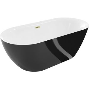 MEXEN/S - Roxy voľne stojaca vaňa 170 x 80, biela/čierna, sifón a prepad zlatá kartáčovaná 51201708075-55 vyobraziť