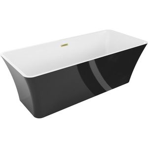 MEXEN/S - Tonia voľne stojaca vaňa 170 x 75, biela/čierna, sifón a prepad zlatá kartáčovaná 52171707575-55 vyobraziť