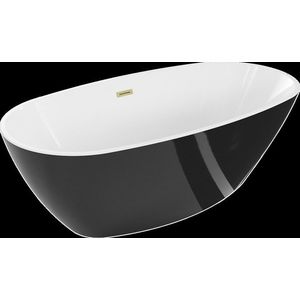 MEXEN/S - Eris voľne stojaca vaňa 180 x 95, biela/čierna, sifón a prepad zlatá kartáčovaná 53441809575-55 vyobraziť