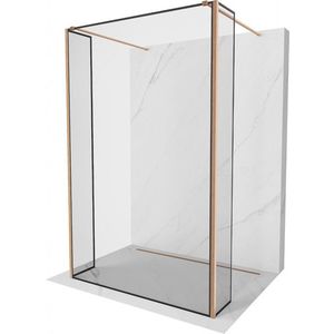 MEXEN/S - Kioto Sprchová zástena WALK-IN voľne stojaca 90 x 30 x 30, čierny vzor, meď kartáčovaná 800-090-030-222-65-70-030 vyobraziť