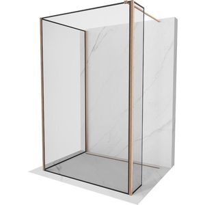 MEXEN/S - Kioto Sprchová zástena WALK-IN 100 x 100 x 30, čierny vzor, meď kartáčovaná 800-100-100-221-65-70-030 vyobraziť