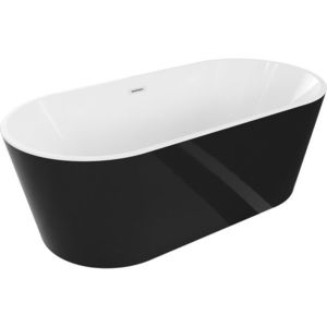 MEXEN/S - Luna voľne stojaca vaňa 140 x 75, biela/čierna, sifón a prepad biela 52031407575-20 vyobraziť