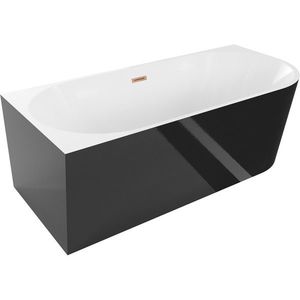 MEXEN/S - Mia voľne stojaca rohová vaňa ľavá 160 x 80, biela/čierna, sifón a prepad meď kartáčovaná 52691608075L-65 vyobraziť