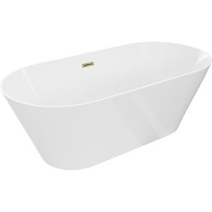 MEXEN/S - Luna Slim voľne stojaca vaňa 170 x 75, biela, sifón a prepad zlatá 52041707500-50 vyobraziť