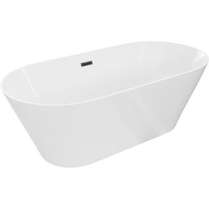 MEXEN/S - Luna Slim voľne stojaca vaňa 170 x 75, biela, sifón a prepad čierna 52041707500-70 vyobraziť