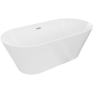 MEXEN/S - Luna Slim voľne stojaca vaňa 170 x 75, biela, sifón a prepad nikel kartáčovaný 52041707500-97 vyobraziť