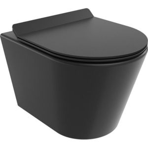 MEXEN/S - Rico Závesná WC misa Rimless Tornado vrátane sedátka s slow slim, duroplast, čierna mat 30720185T vyobraziť