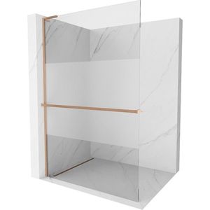 MEXEN/S - Kioto+ L Sprchová zástena WALK-IN s poličkou a držiakom uterákov 70 x 200, transparent/dekor, meď kartáčovaná 800-070-123-65-35 vyobraziť