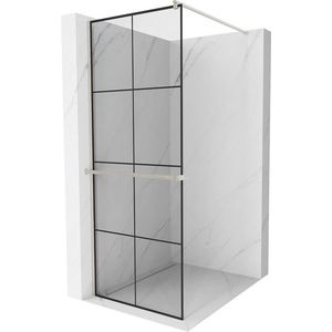 MEXEN/S - Kioto+ Sprchová zástena WALK-IN s poličkou a držiakom uterákov 70 x 200, čierny vzor, nikel kartáčovaná 800-070-121-97-77 vyobraziť