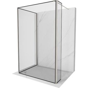MEXEN/S - Kioto Sprchová zástena WALK-IN 90 x 80 x 40, čierny vzor, nikel kefovaná 800-090-080-221-97-70-040 vyobraziť