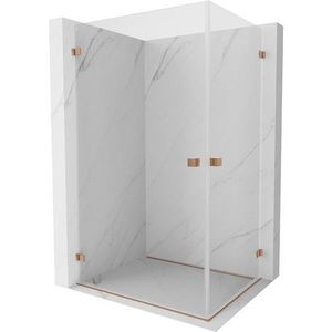MEXEN/S - Lunar-B Duo sprchovací kút dvere krídlové 90 x 80, transparent, meď kartáčovaná 832-090L-080P-65-00 vyobraziť