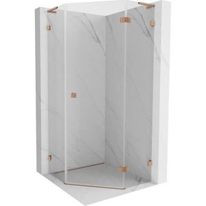 MEXEN/S - Lunar L sprchový kút päťboký krídlový pravá 100x100, transparent, meď kartáčovaná 831L-100P-100L-65-00-P vyobraziť