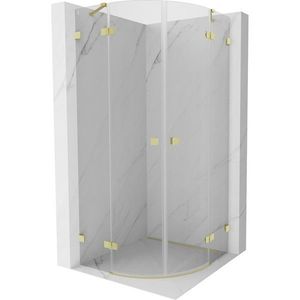 MEXEN/S - Lunar sprchovací kút štvrťkruh krídlový 80 x 80, transparent, zlato kartáčovaná 833-080L-080P-55-00 vyobraziť