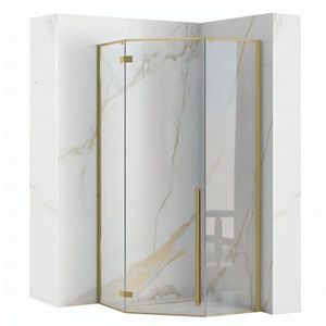 REA/S - Sprchovací kút DIAMOND 90x90 BRUSH GOLD + sprchova vanička Diamond, biela KPL-K6506 vyobraziť