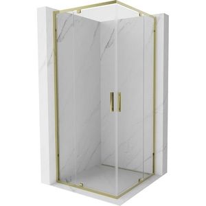 MEXEN - Exo štvorcový krídlový sprchovací kút 70 x 70, transparent, zlato 8110-070-070-50-00 vyobraziť