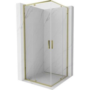 MEXEN - Exo štvorcový krídlový sprchovací kút 80 x 80, transparent, zlato 8110-080-080-50-00 vyobraziť