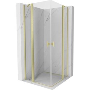 MEXEN/S - Mist Duo sprchovací kút dvere krídlové 80 x 80, transparent, zlato kartáčovaná 8A4-080-080-55-00 vyobraziť