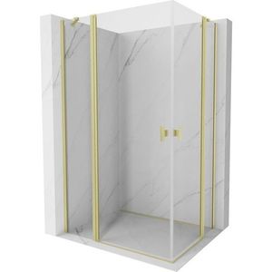 MEXEN/S - Mist Duo sprchovací kút dvere krídlové 105 x 80, transparent, zlato kartáčovaná 8A4-105-080-55-00 vyobraziť