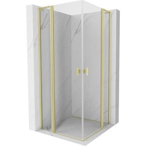 MEXEN/S - Mist L Duo sprchovací kút dvere krídlové 90 x 90, transparent, zlato kartáčovaná 8A4L-090-090-55-00 vyobraziť