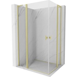 MEXEN/S - Mist L Duo sprchovací kút dvere krídlové 105 x 100, transparent, zlato kartáčovaná 8A4L-105-100-55-00 vyobraziť